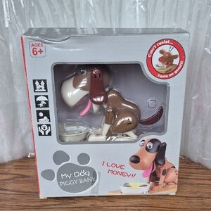 My Dog Piggy Bank Brown And Whitr New.